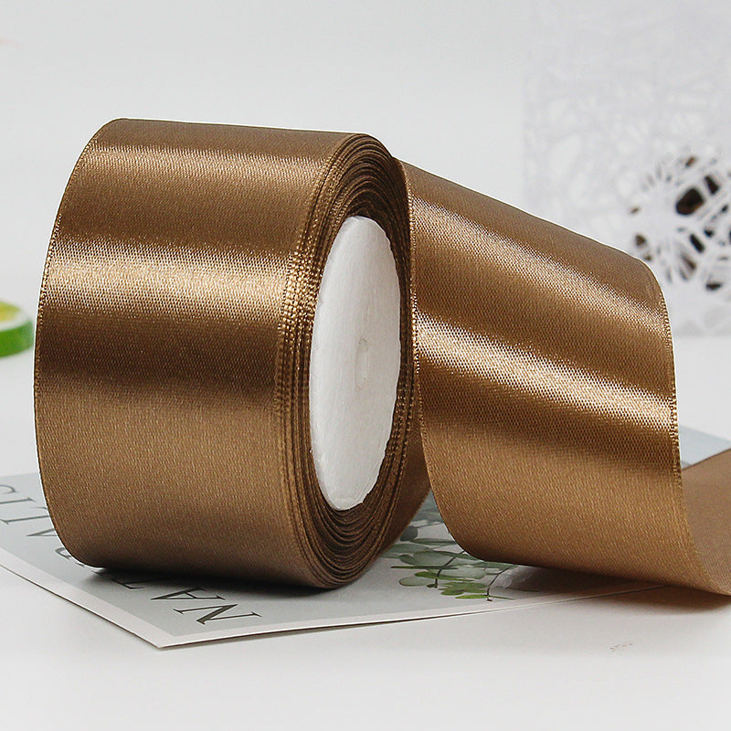 MajorCrafts 50mm 22metres Coffee Brown Single Sided Satin Fabric Ribbon Roll R30