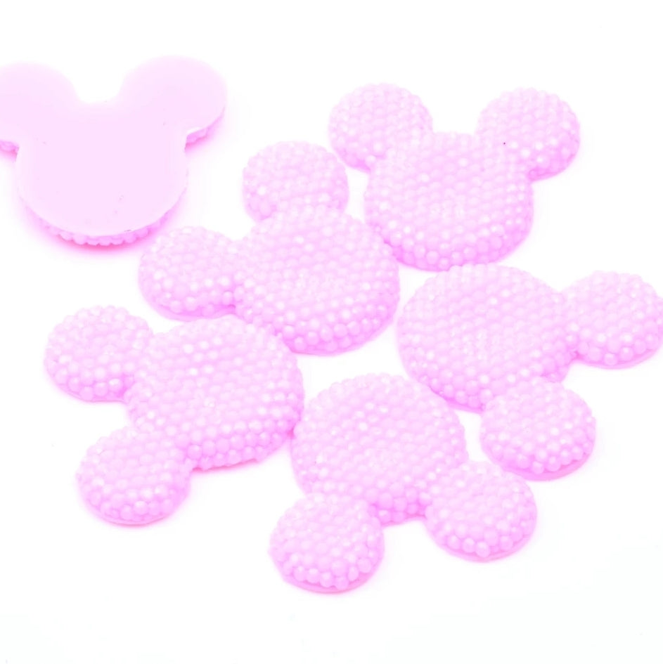 MajorCrafts 8pcs 30mm x 35mm Candy Light Pink Flat Back Large Resin Mouse Head Glitter Rhinestones M34