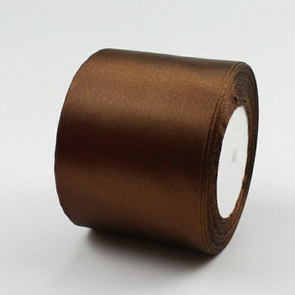 MajorCrafts 75mm 22metres Dark Brown Single Sided Satin Fabric Ribbon Roll R32