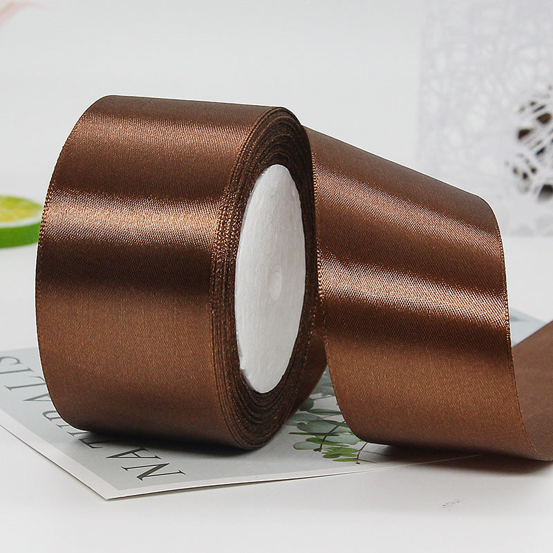 MajorCrafts 50mm 22metres Dark Brown Single Sided Satin Fabric Ribbon Roll R32