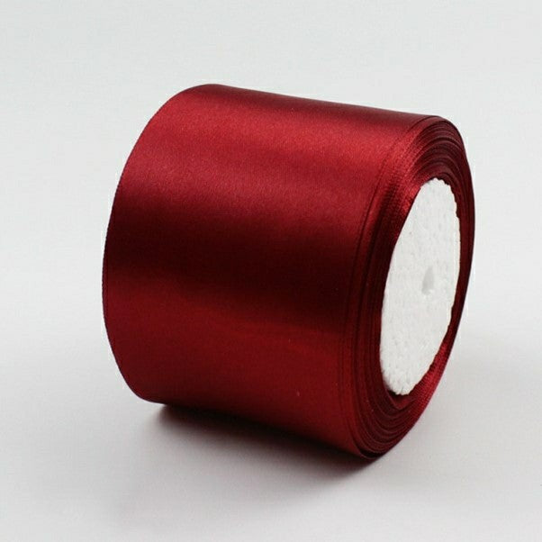 MajorCrafts 75mm wide Wine Red Single Sided Satin Fabric Ribbon Roll R48