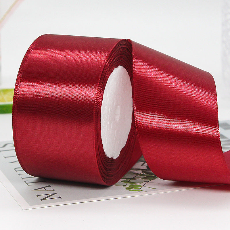 MajorCrafts 50mm 22metres Wine Red Single Sided Satin Fabric Ribbon Roll R33