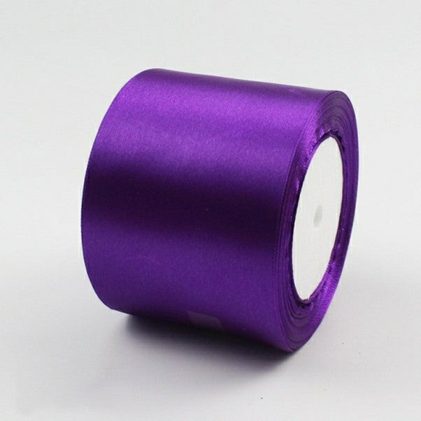 MajorCrafts 75mm 22metres Royal Purple Single Sided Satin Fabric Ribbon Roll R35