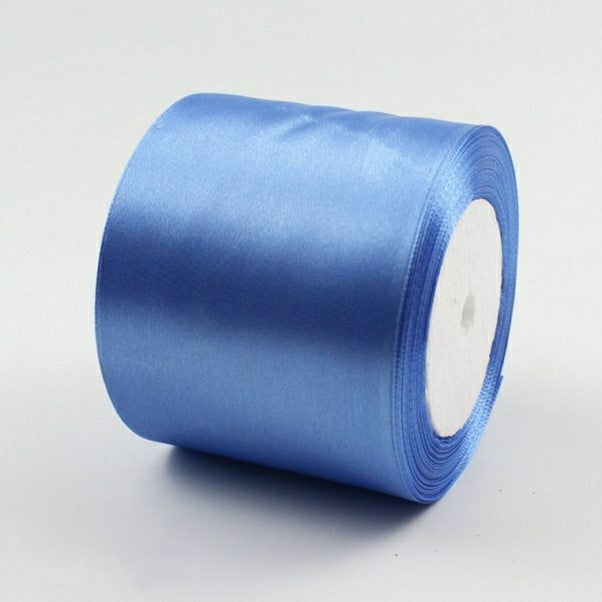 MajorCrafts 75mm wide Blue Hyacinth Single Sided Satin Fabric Ribbon Roll R36