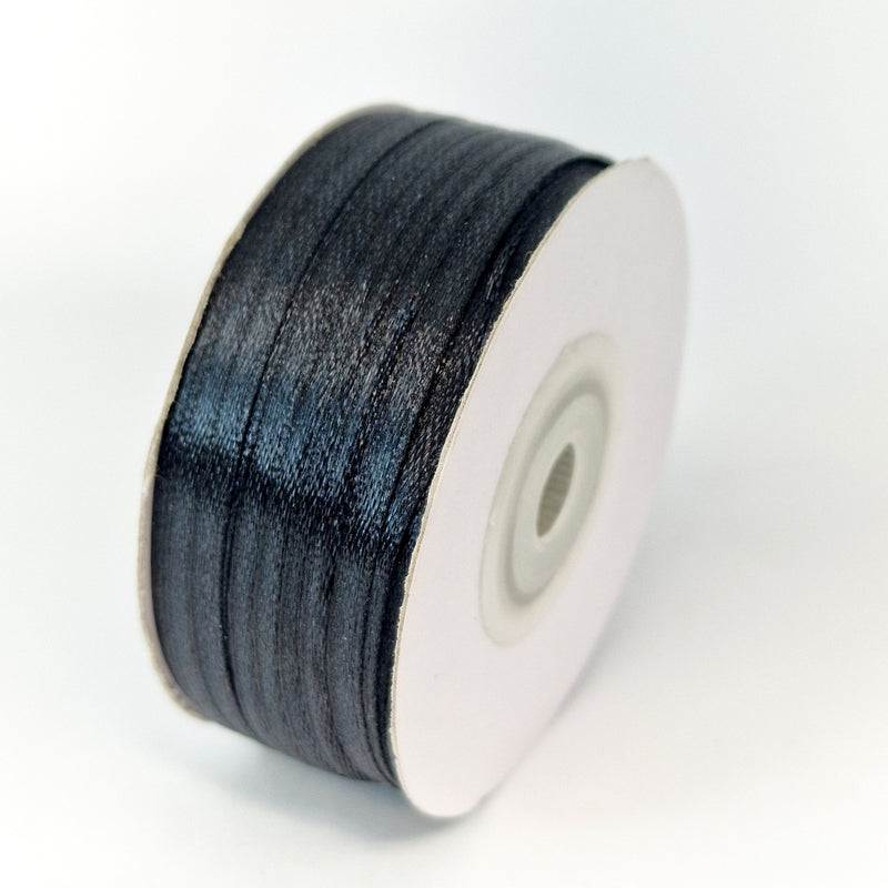 MajorCrafts 3mm 90metres Black Satin Fabric Ribbon Roll R39