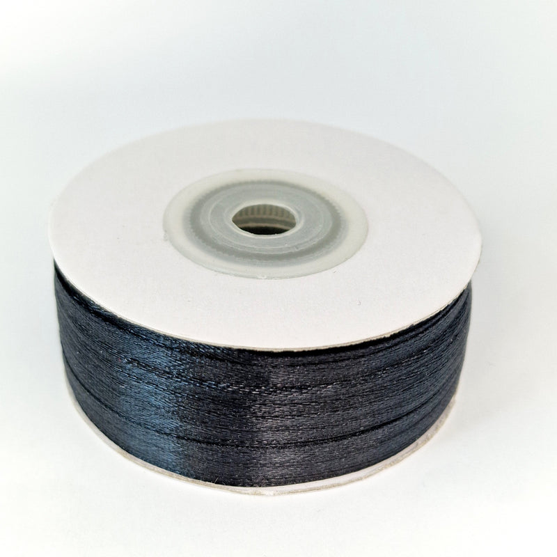 MajorCrafts 3mm 90metres Black Satin Fabric Ribbon Roll R39