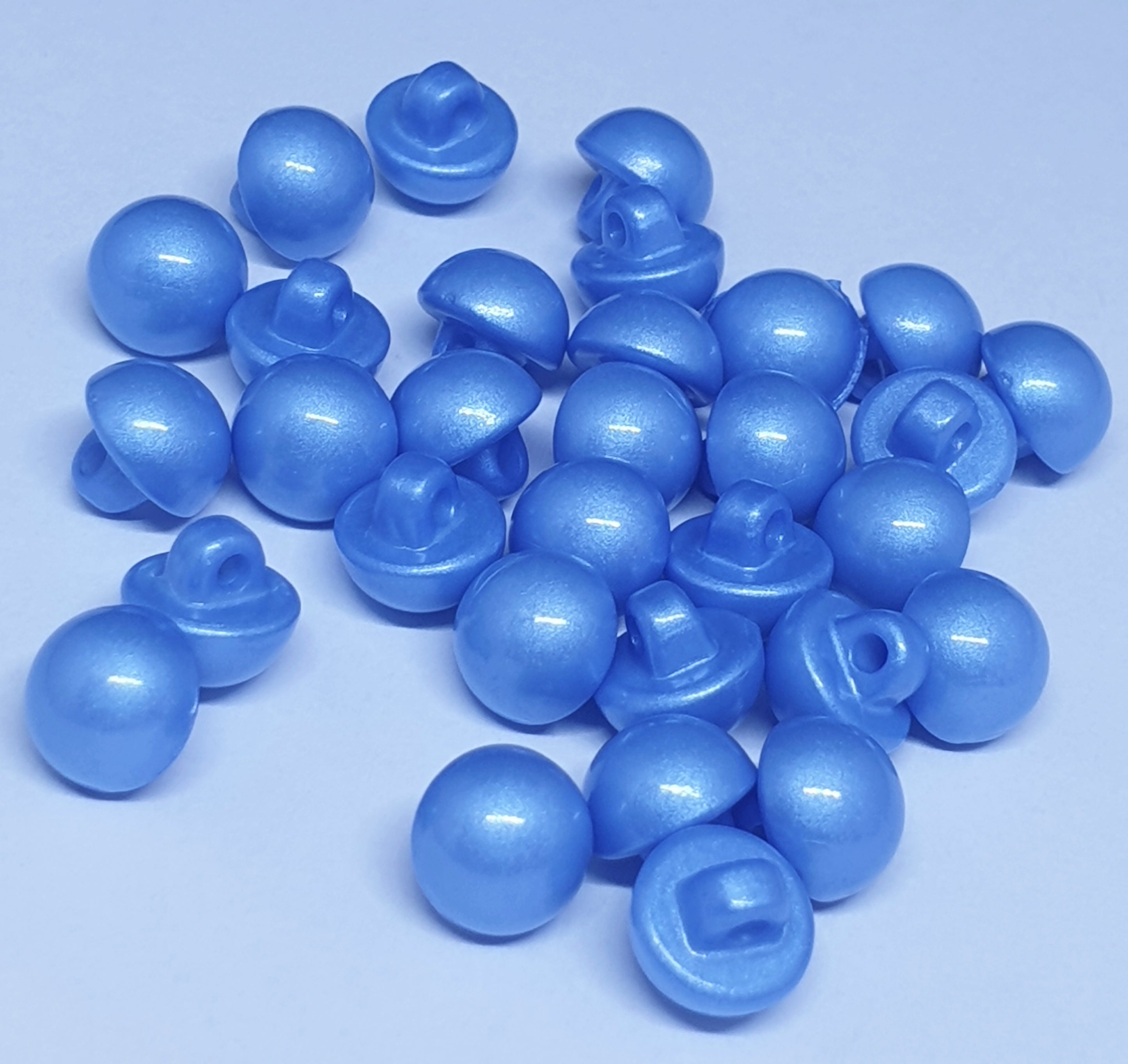 MajorCrafts 30pcs 8mm Light Blue High-Grade Acrylic Small Round Sewing Mushroom Shank Buttons