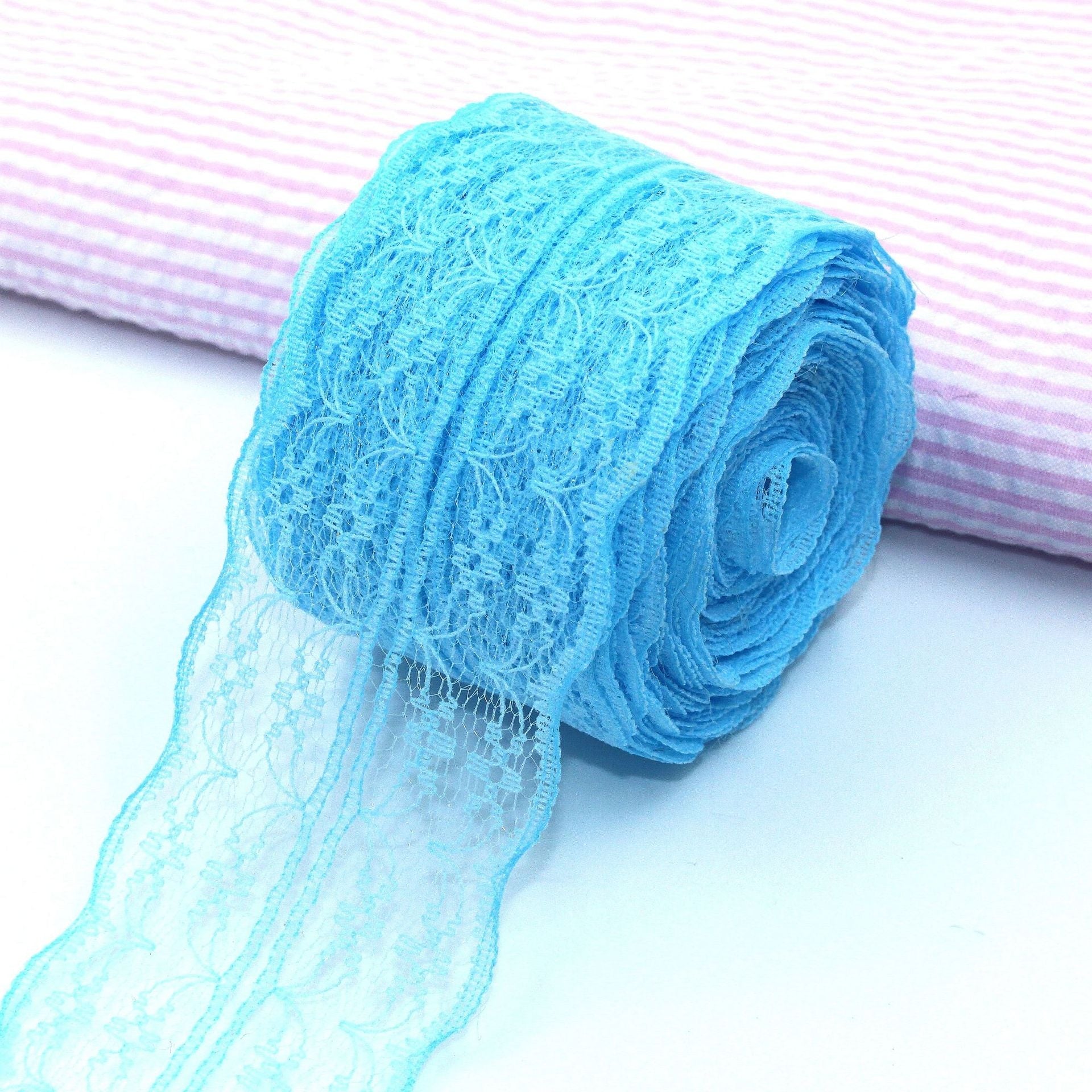 MajorCrafts 45mm 10metres Light Blue Yarn Lace Ribbon L03