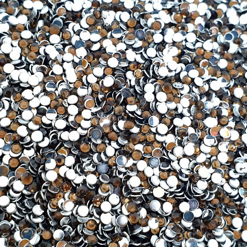 MajorCrafts Dark Brown Flat Back Round 14 Facets Resin Rhinestones C40