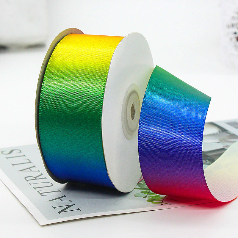 MajorCrafts 40mm 22metres Vivid Gradient Rainbow Satin Fabric Ribbon Roll