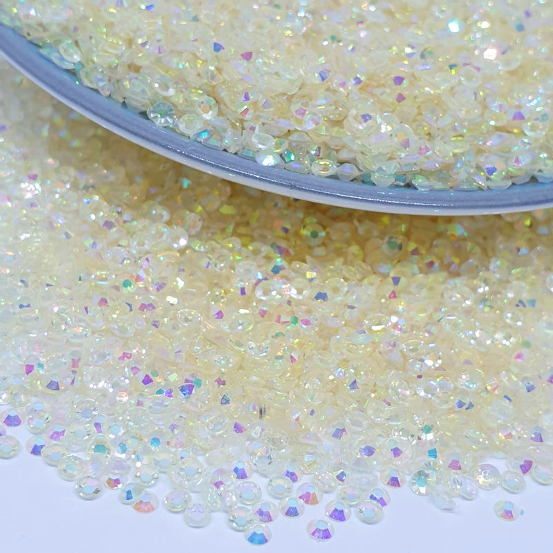 MajorCrafts Transparent Clear AB Flat Back Round 14 Facets Resin Rhinestones C44