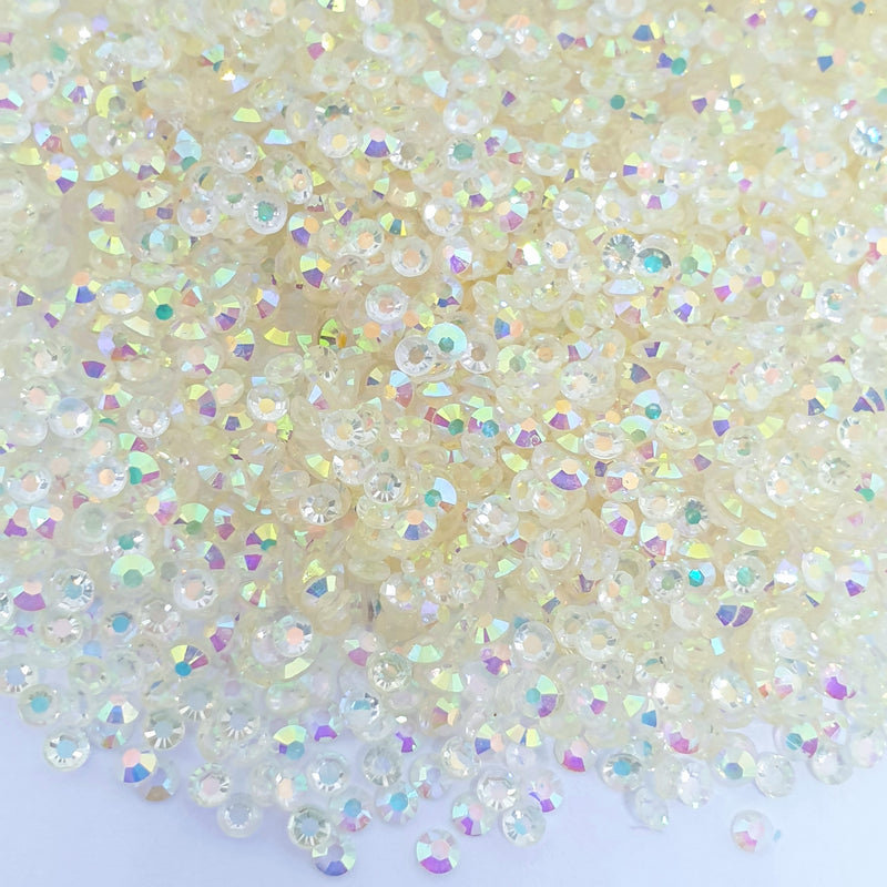 MajorCrafts Transparent Clear AB Flat Back Round 14 Facets Resin Rhinestones C44