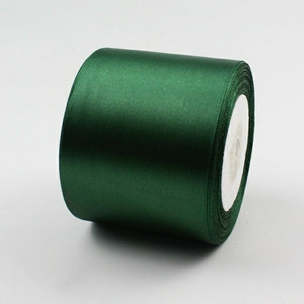 MajorCrafts 75mm wide Dark Green Single Sided Satin Fabric Ribbon Roll R49