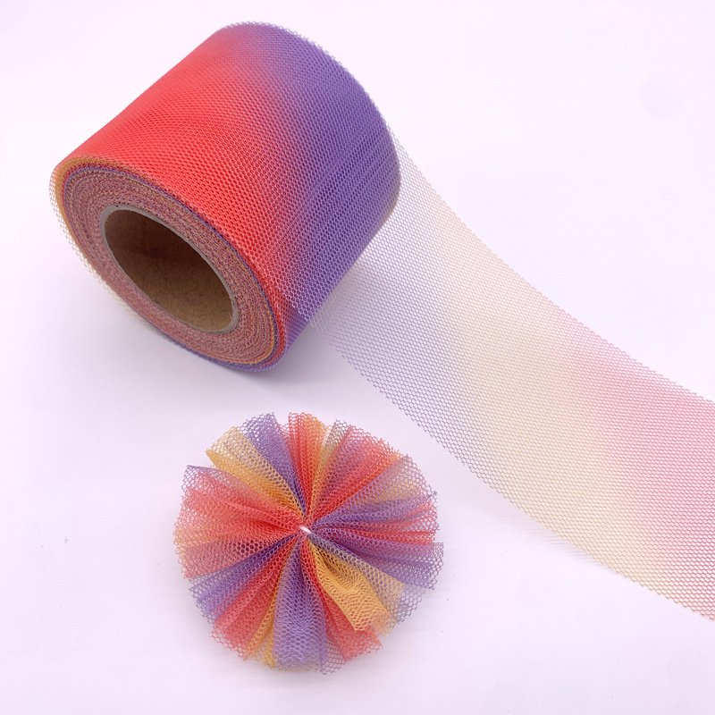 MajorCrafts 60mm 22metres Orange Red Gradient Tulle Mesh Ribbon