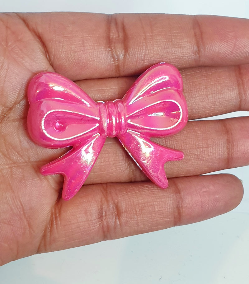 MajorCrafts 4pcs Hot Pink AB 46mm x 36mm Large 3D Acrylic Bows D04