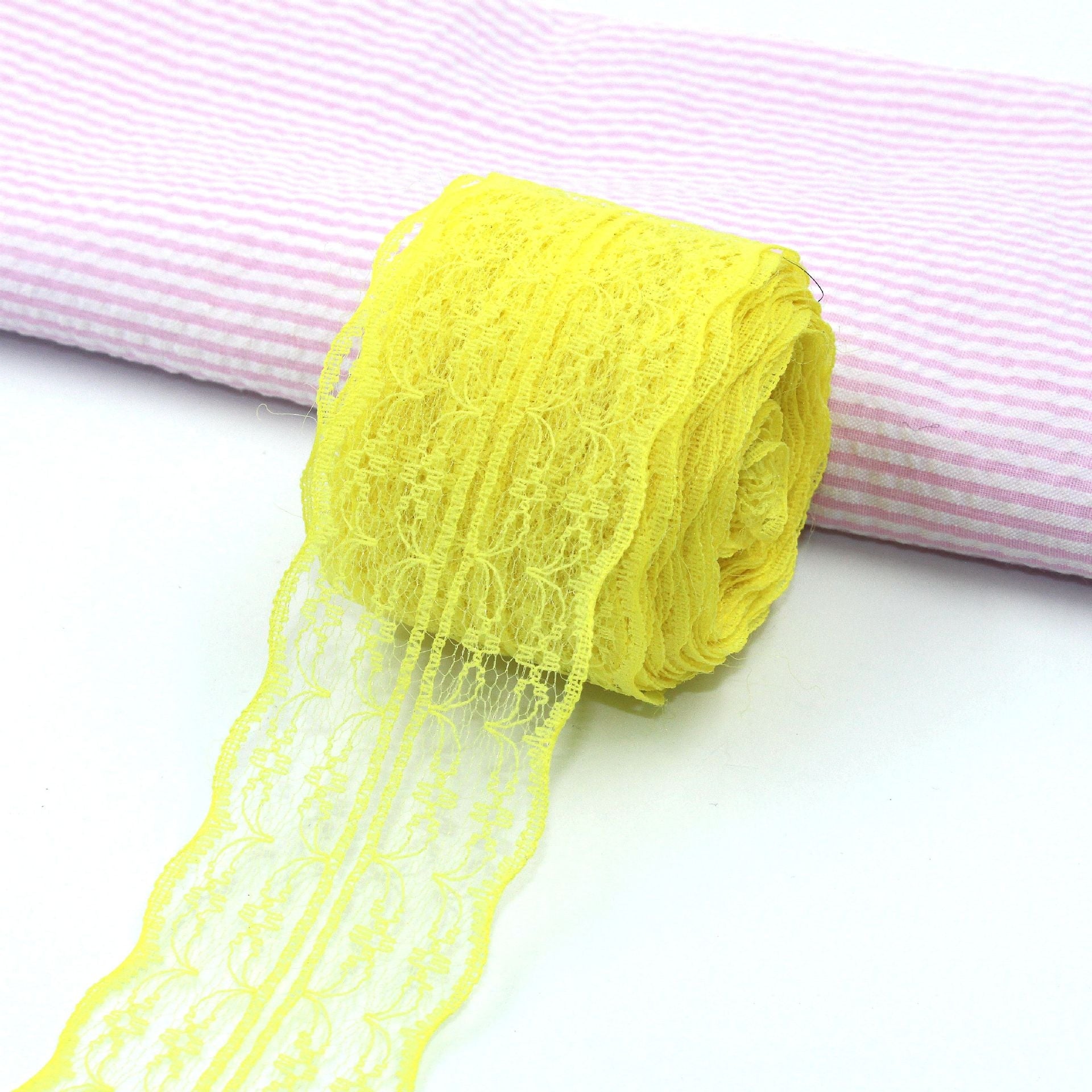MajorCrafts 45mm 10metres Yellow Yarn Lace Ribbon L04