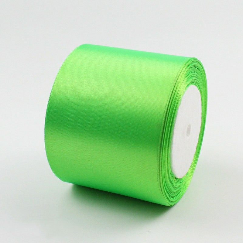 MajorCrafts 75mm 22metres Bright Green Single Sided Satin Fabric Ribbon Roll R52