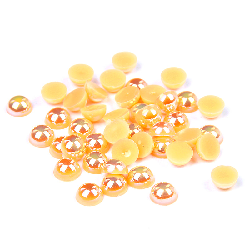 MajorCrafts Orange AB Flat Back Half Round Resin Pearls C54