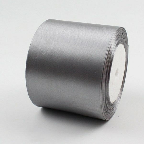 MajorCrafts 75mm 22metres Light Grey Single Sided Satin Fabric Ribbon Roll R59