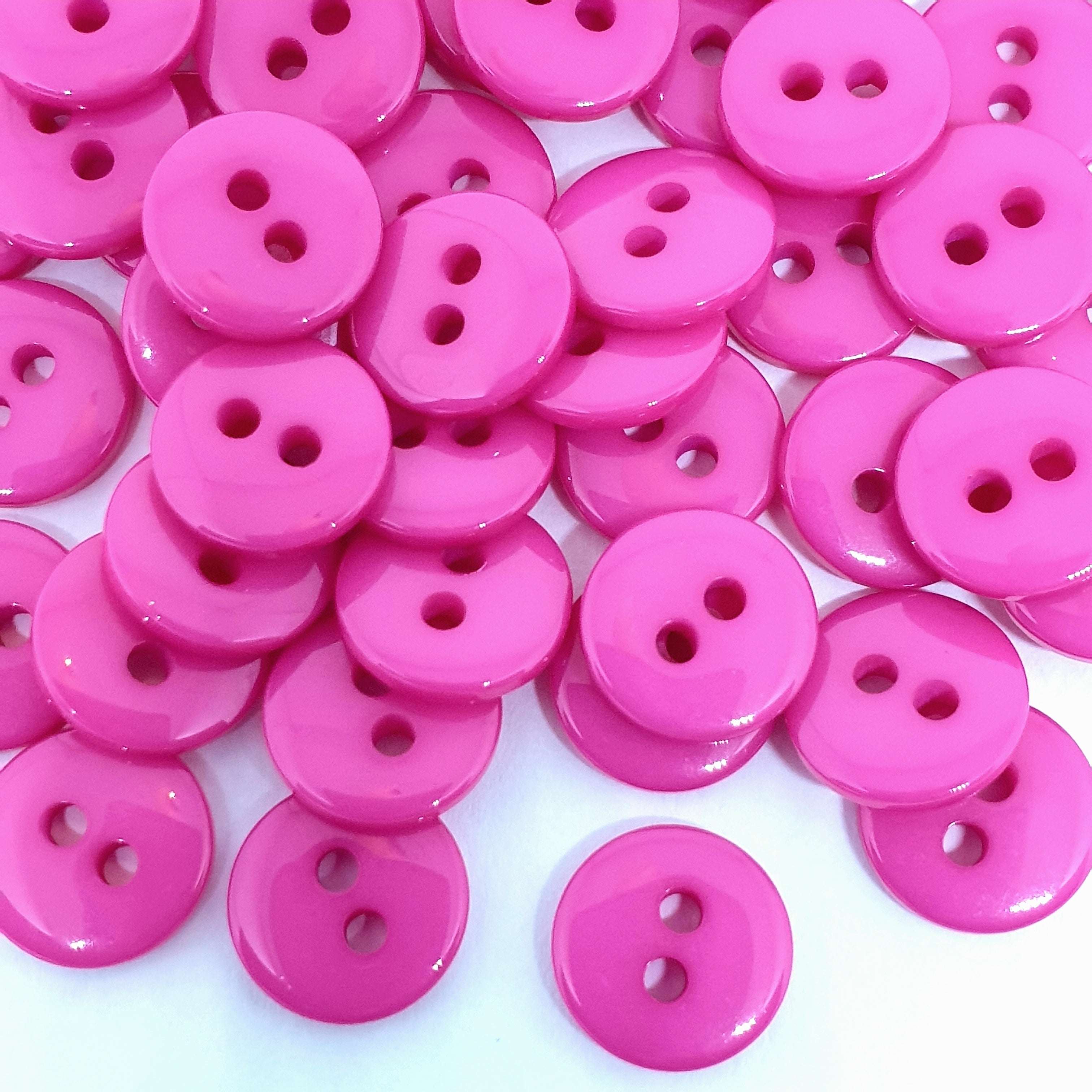 MajorCrafts 120pcs 9mm Hot Pink 2 Holes Small Round Resin Sewing Buttons B05