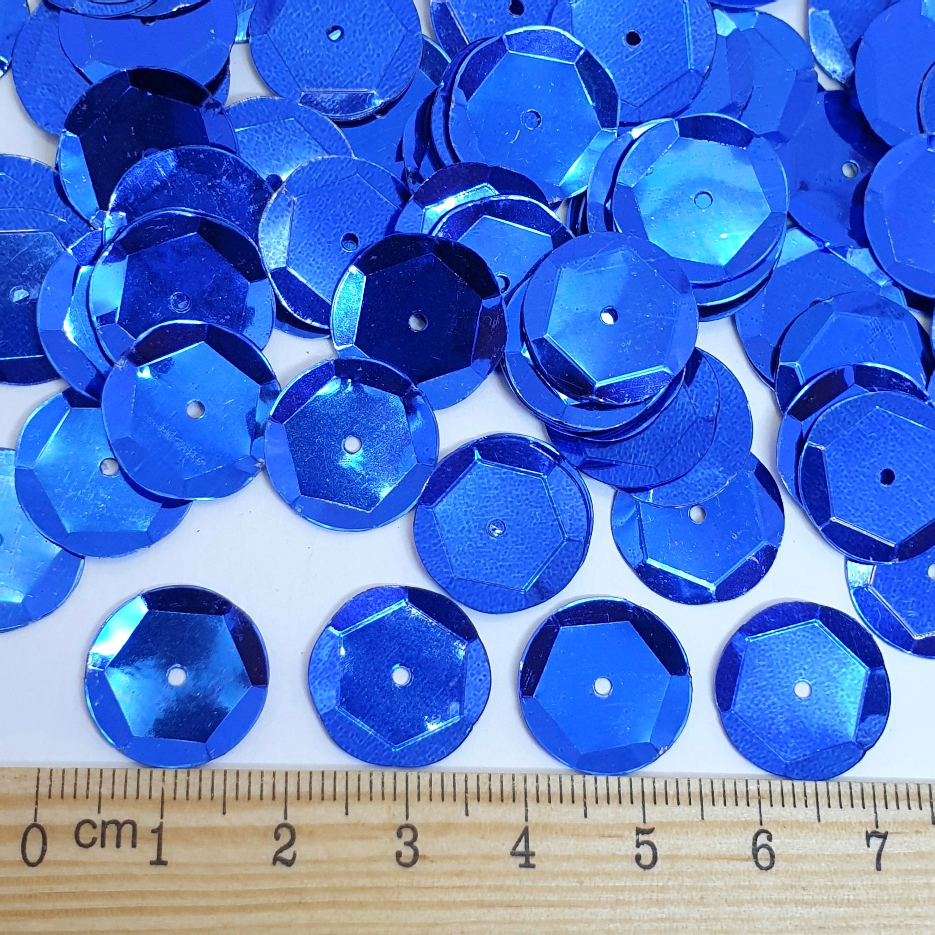 MajorCrafts 40grams 15mm Dark Blue Large Round Sew-On Cup Sequins Q05