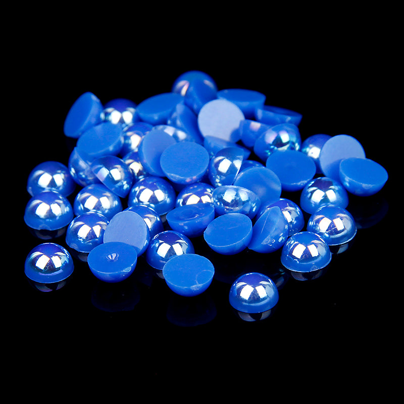 MajorCrafts Dark Blue AB Flat Back Half Round Resin Pearls C60