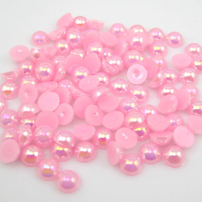 MajorCrafts Light Pink AB Flat Back Half Round Resin Pearls C07