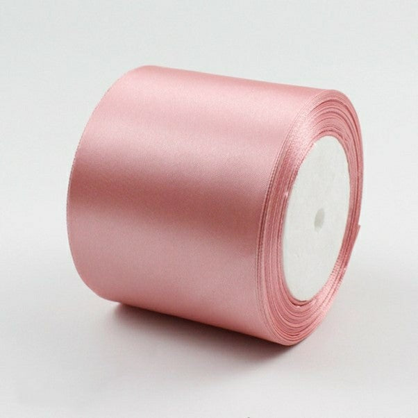 MajorCrafts 75mm 22metres Salmon Pink Single Sided Satin Fabric Ribbon Roll R75
