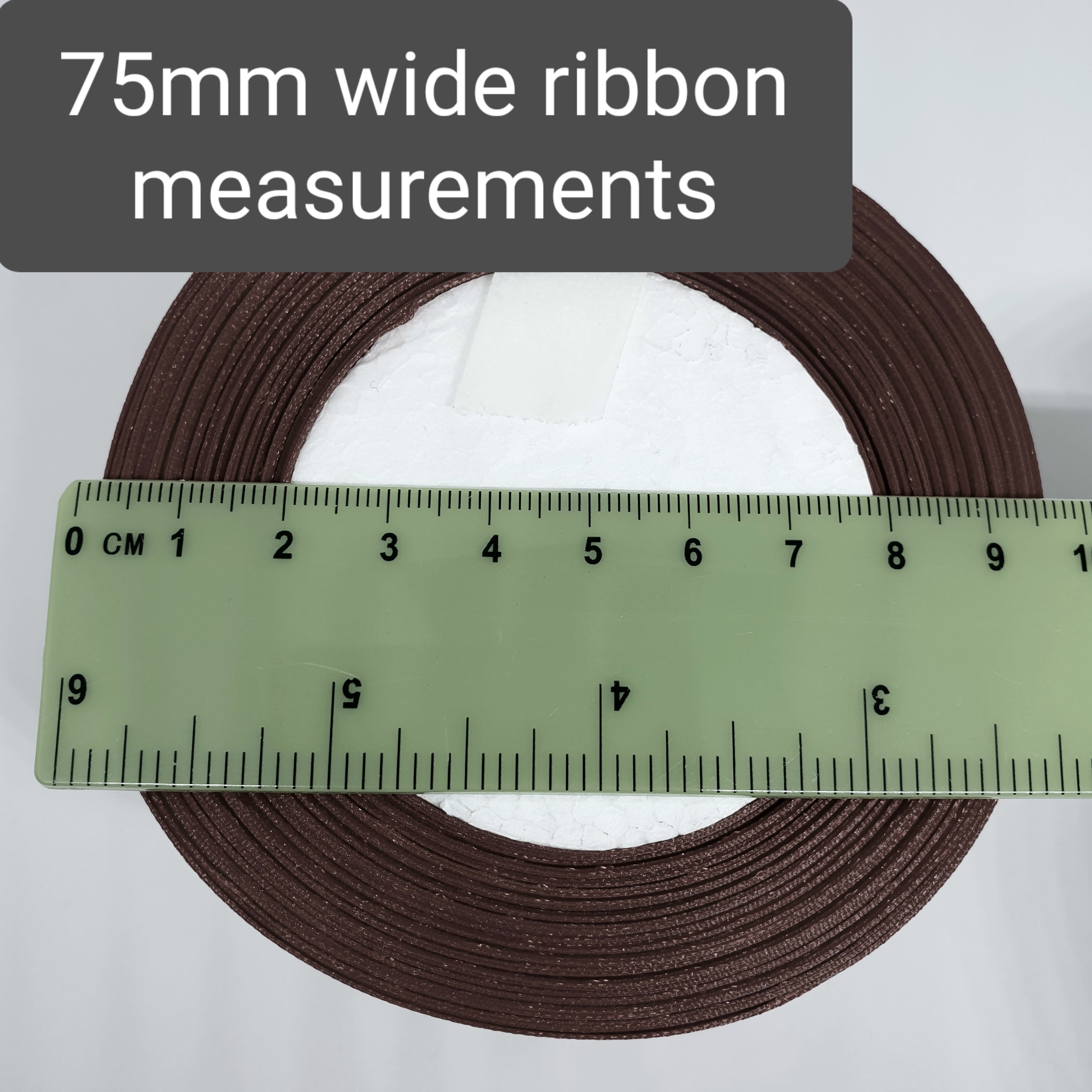 MajorCrafts 75mm wide Dark Grey Single Sided Satin Fabric Ribbon Roll R03