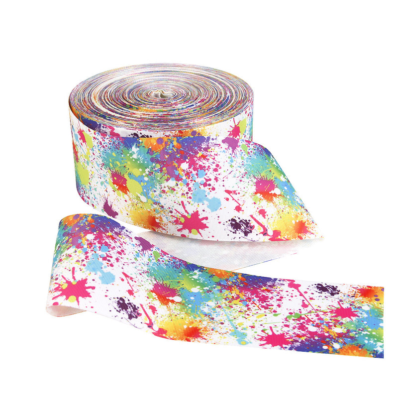 MajorCrafts 75mm 3metres Multicoloured Splash Pattern Grosgrain Fabric Ribbon