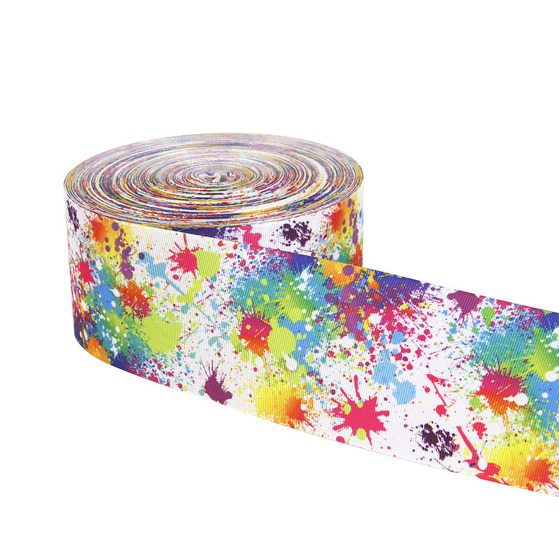 MajorCrafts 75mm 3metres Multicoloured Splash Pattern Grosgrain Fabric Ribbon