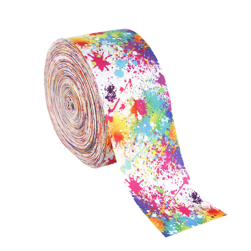 MajorCrafts 75mm 3metres Multicoloured Splash Pattern Grosgrain Fabric Ribbon