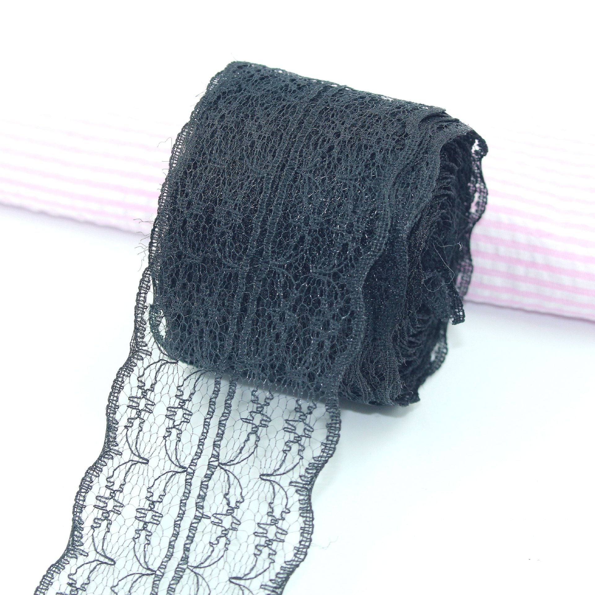 MajorCrafts 45mm 10metres Black Yarn Lace Ribbon L07