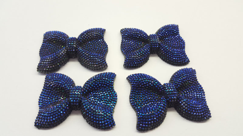 MajorCrafts 3pcs 54mm x 42mm Dark Purple AB Flat Back Large Chunky Resin Rhinestone Bows C07