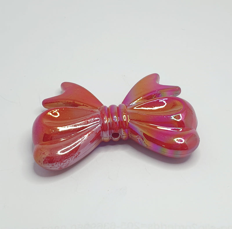 MajorCrafts 4pcs Red AB 46mm x 36mm Large 3D Acrylic Bows D07