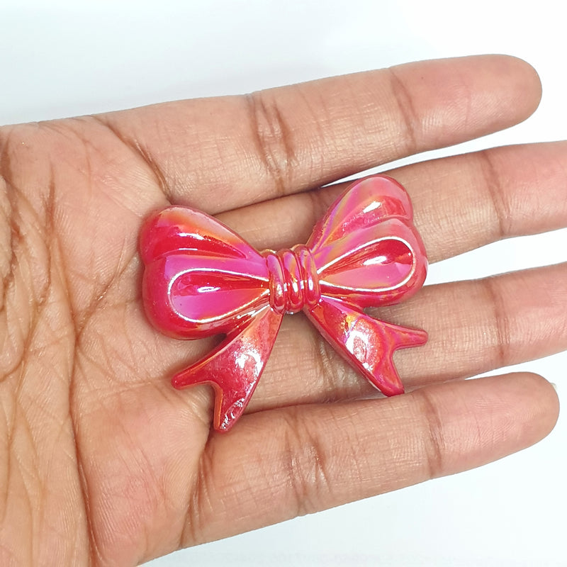 MajorCrafts 4pcs Red AB 46mm x 36mm Large 3D Acrylic Bows D07