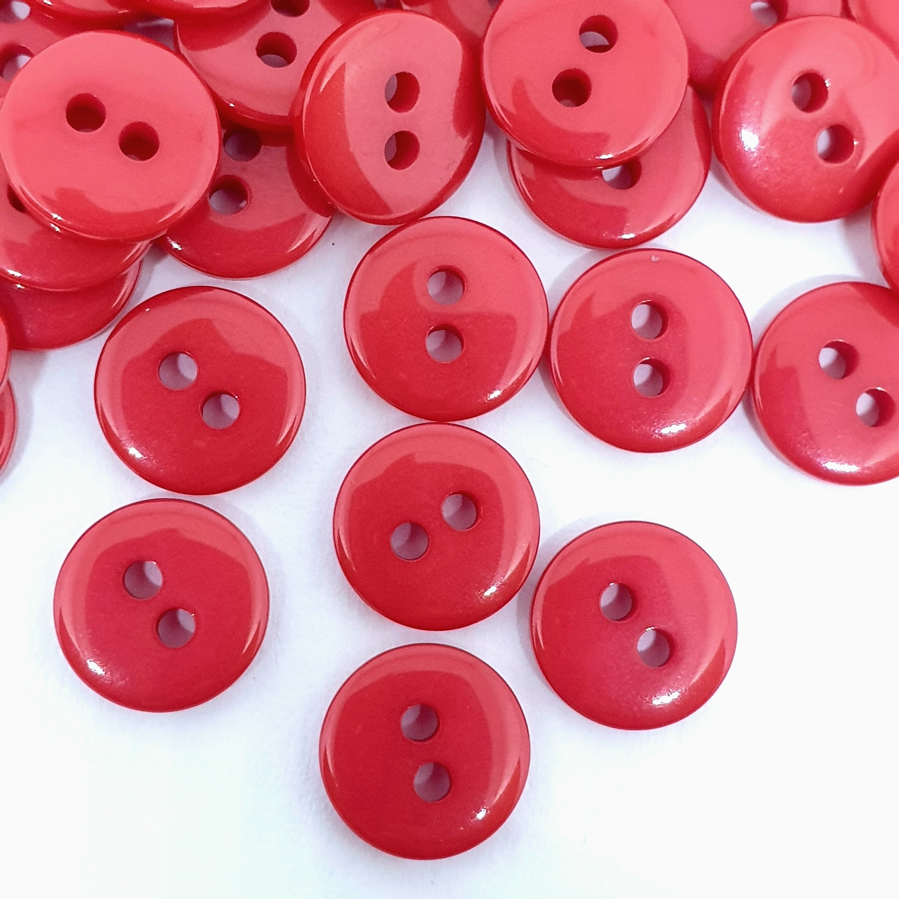 MajorCrafts 120pcs 9mm Red Small 2 Holes Round Resin Sewing Buttons B07