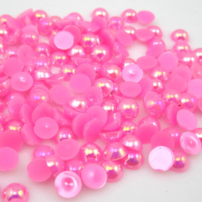 MajorCrafts Rose Pink AB Flat Back Half Round Resin Pearls C08