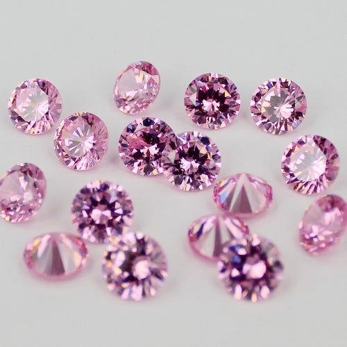 MajorCrafts 4pcs 12mm AAAAA (5A) Light Pink Round Point Back Cubic Zirconia Stones
