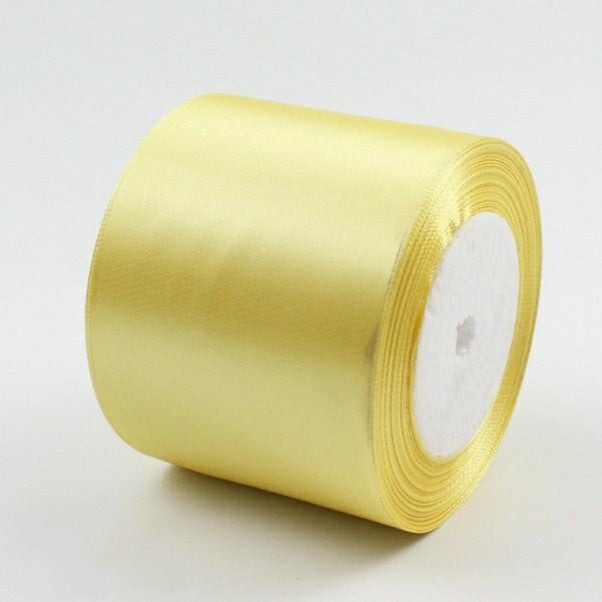 MajorCrafts 75mm 22metres Light Yellow Gold Single Sided Satin Fabric Ribbon Roll R87