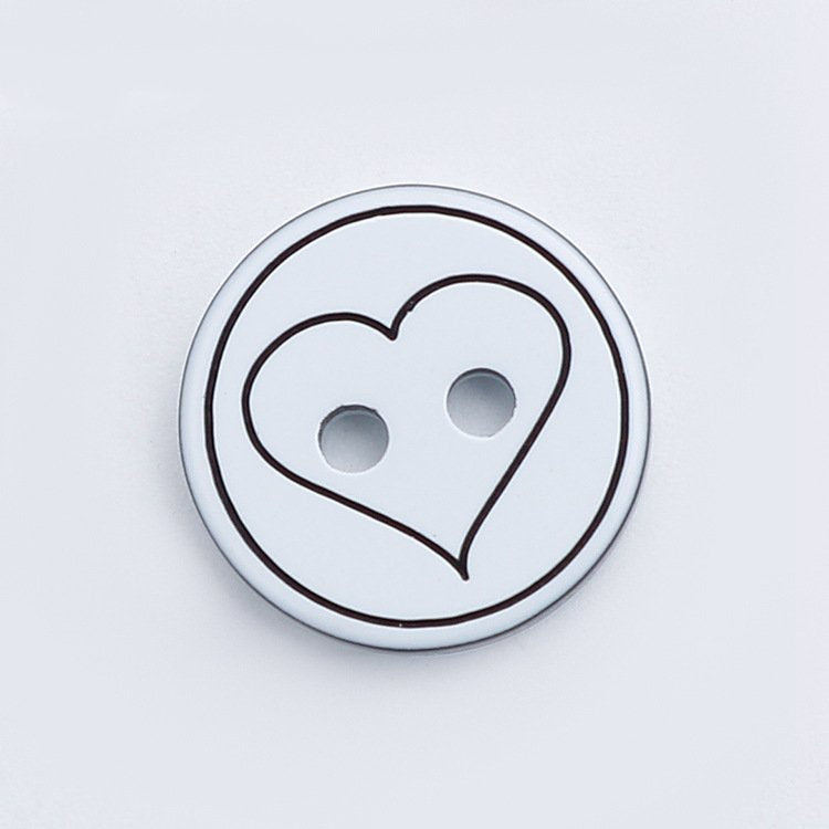 MajorCrafts 48pcs 12.5mm Black & White Heart 2 Holes Small Round Resin Sewing Buttons B08