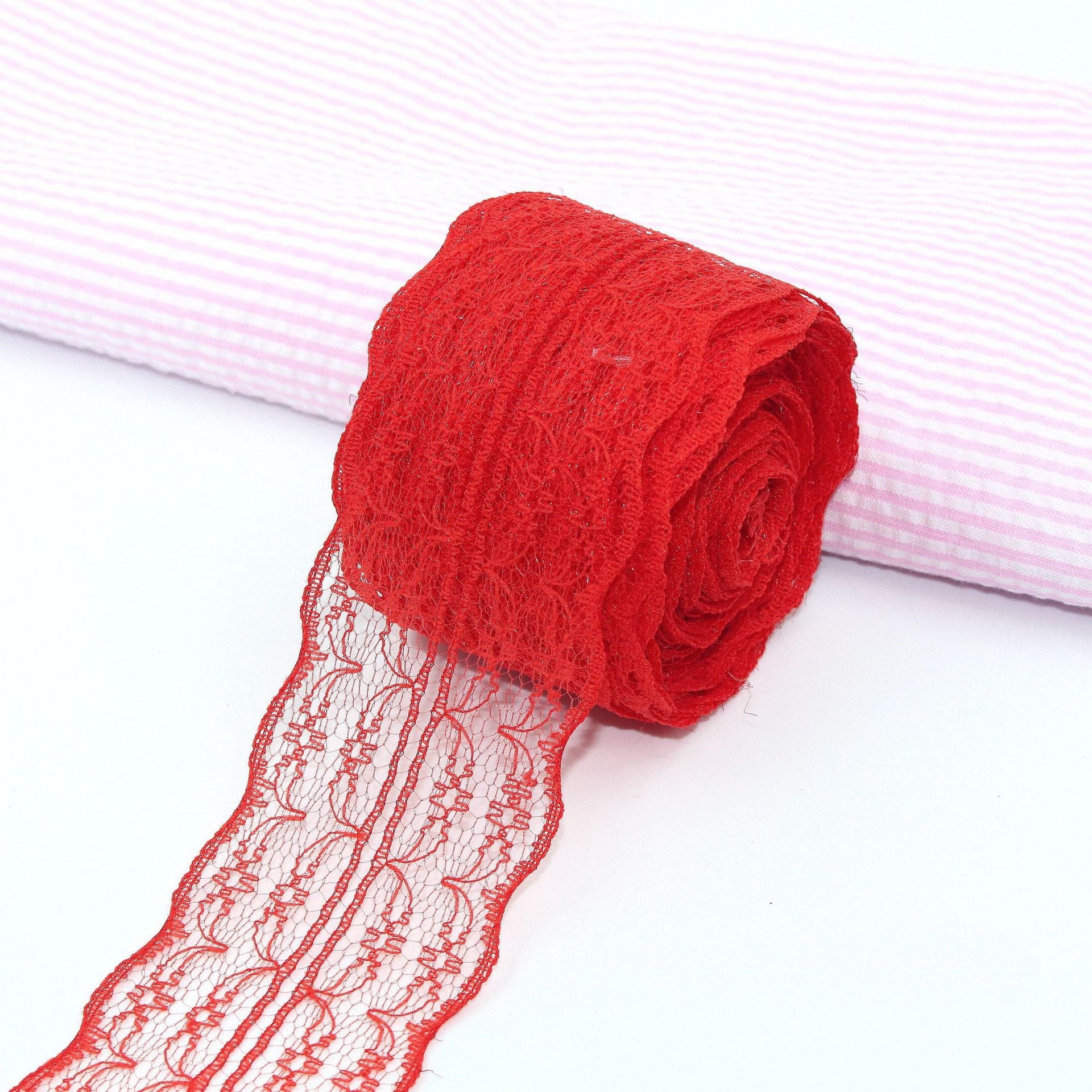 MajorCrafts 45mm 10metres Red Yarn Lace Ribbon L08