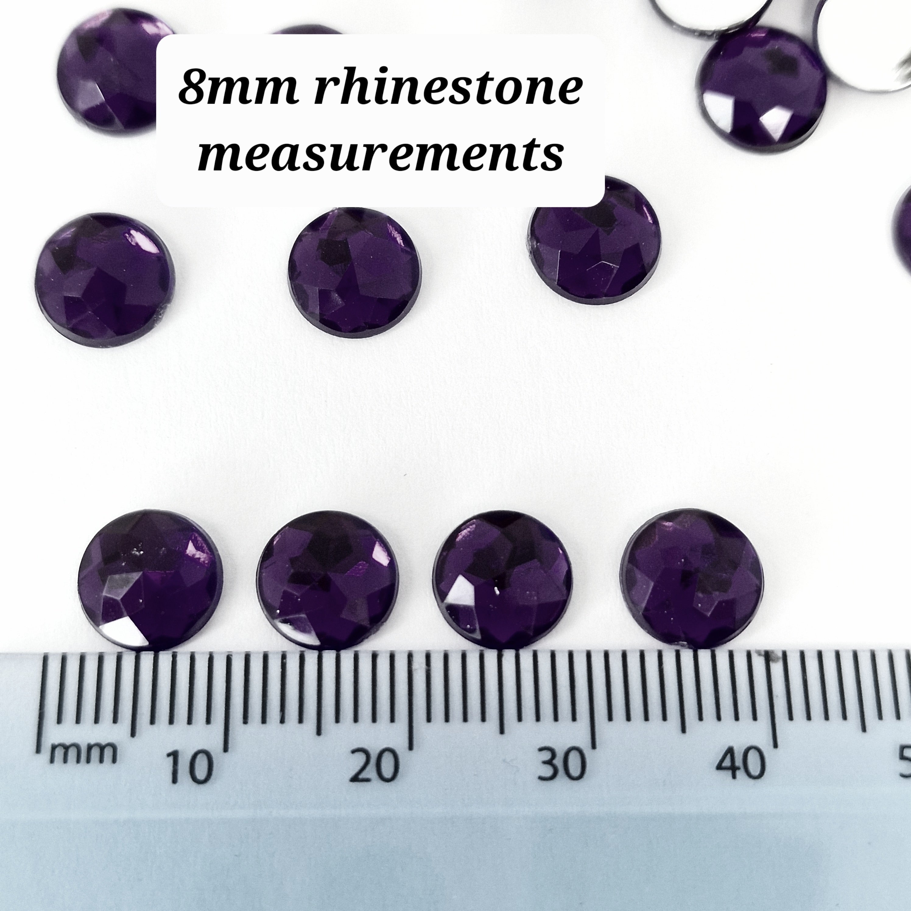 MajorCrafts 200pcs 8mm Lilac Purple Star Facets Flat Back Round Acrylic Rhinestones A21