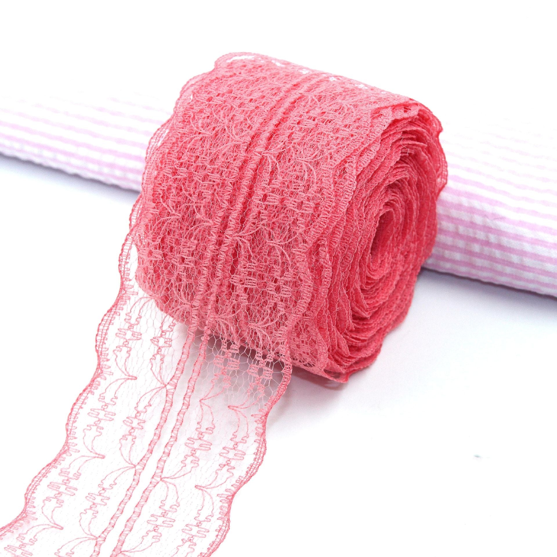 MajorCrafts 45mm 10metres Coral Pink Yarn Lace Ribbon L09