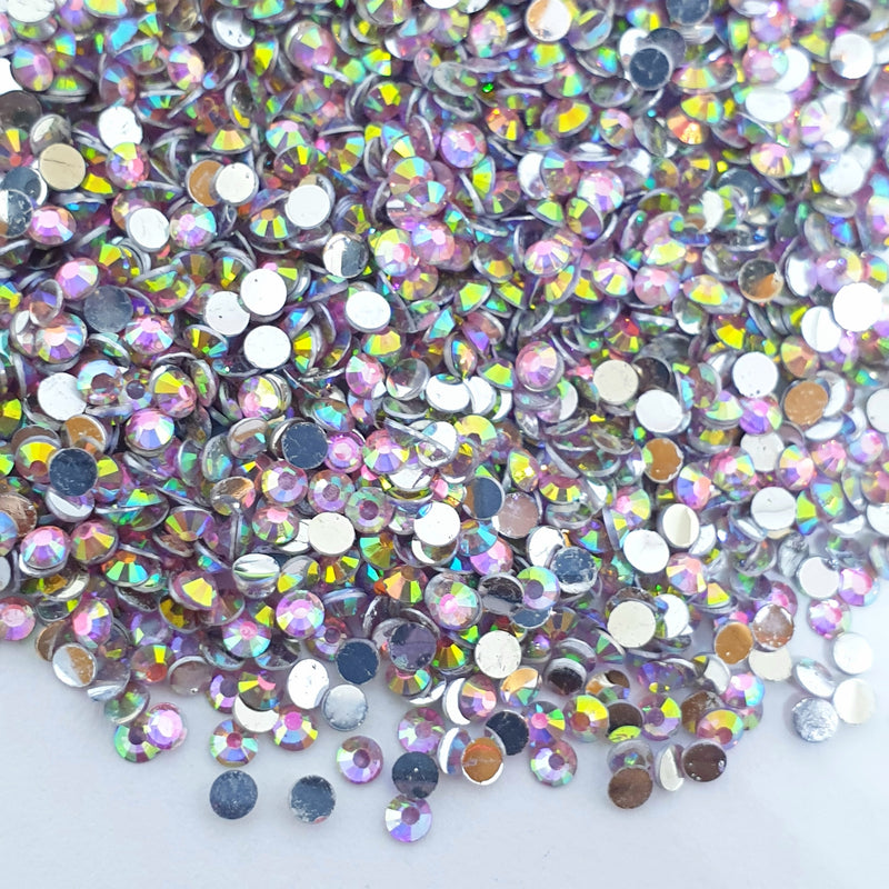 MajorCrafts Crystal Light Pink AB Flat Back Round 14 Facets Resin Rhinestones AB04