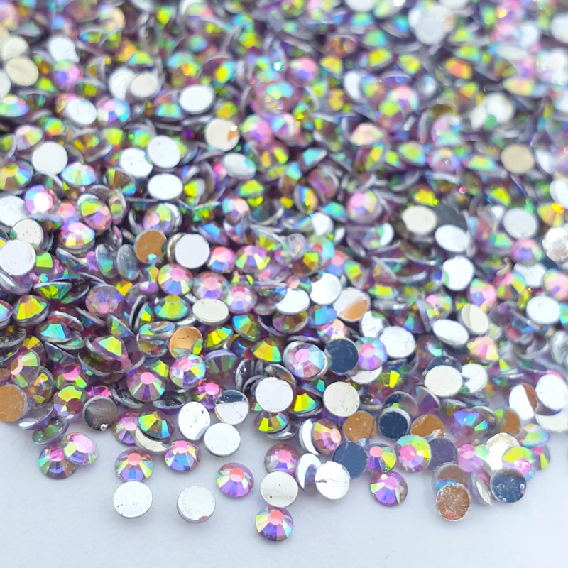MajorCrafts Crystal Light Pink AB Flat Back Round 14 Facets Resin Rhinestones AB04