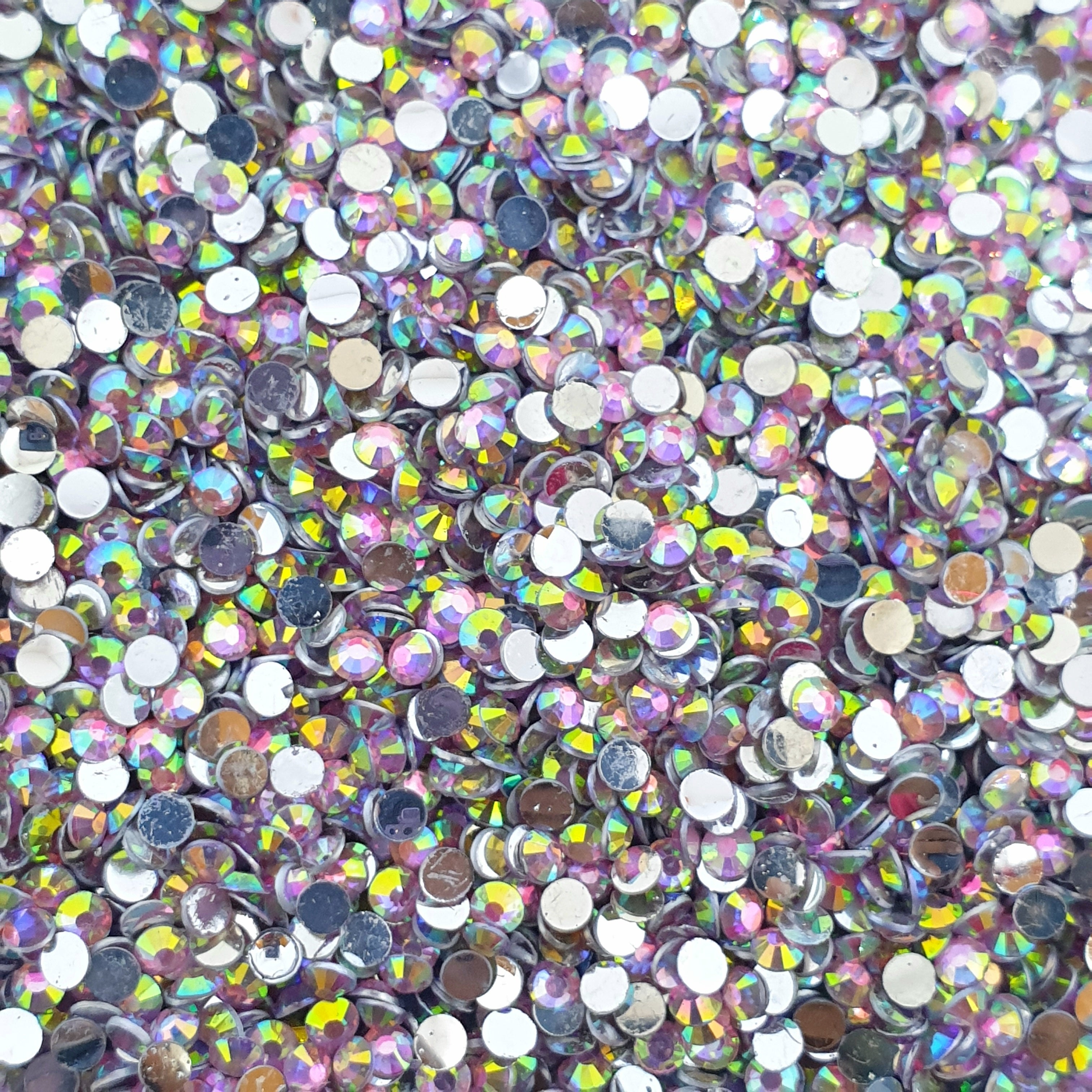 MajorCrafts Crystal Light Pink AB Flat Back Round 14 Facets Resin Rhinestones AB04