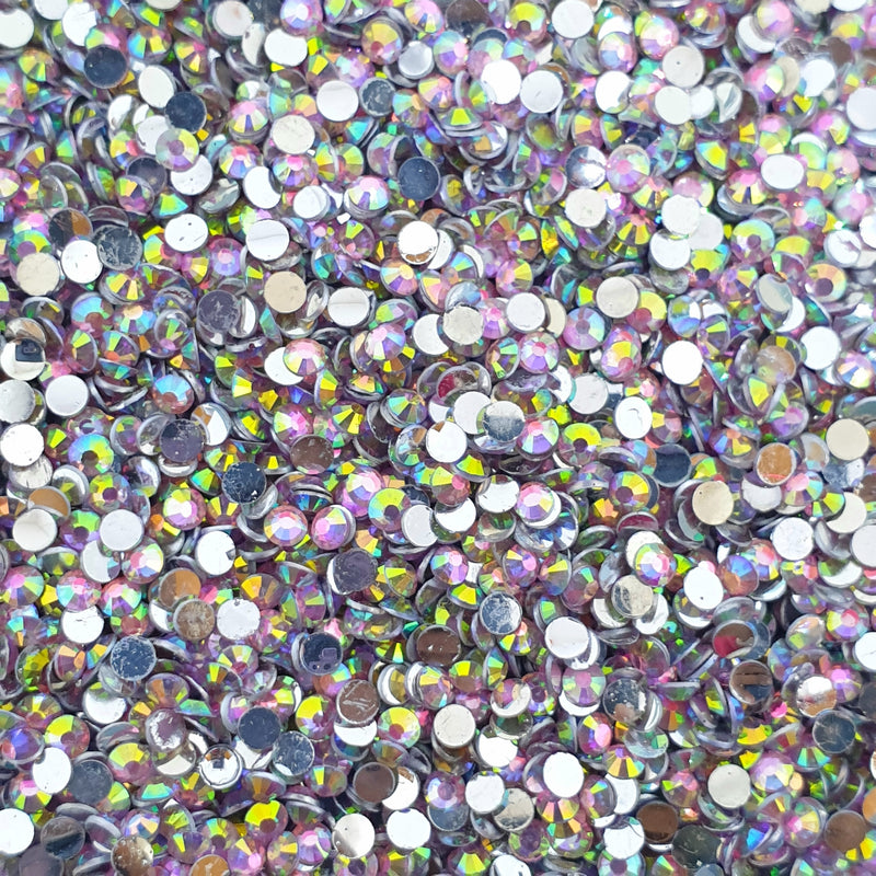 MajorCrafts Crystal Light Pink AB Flat Back Round 14 Facets Resin Rhinestones AB04