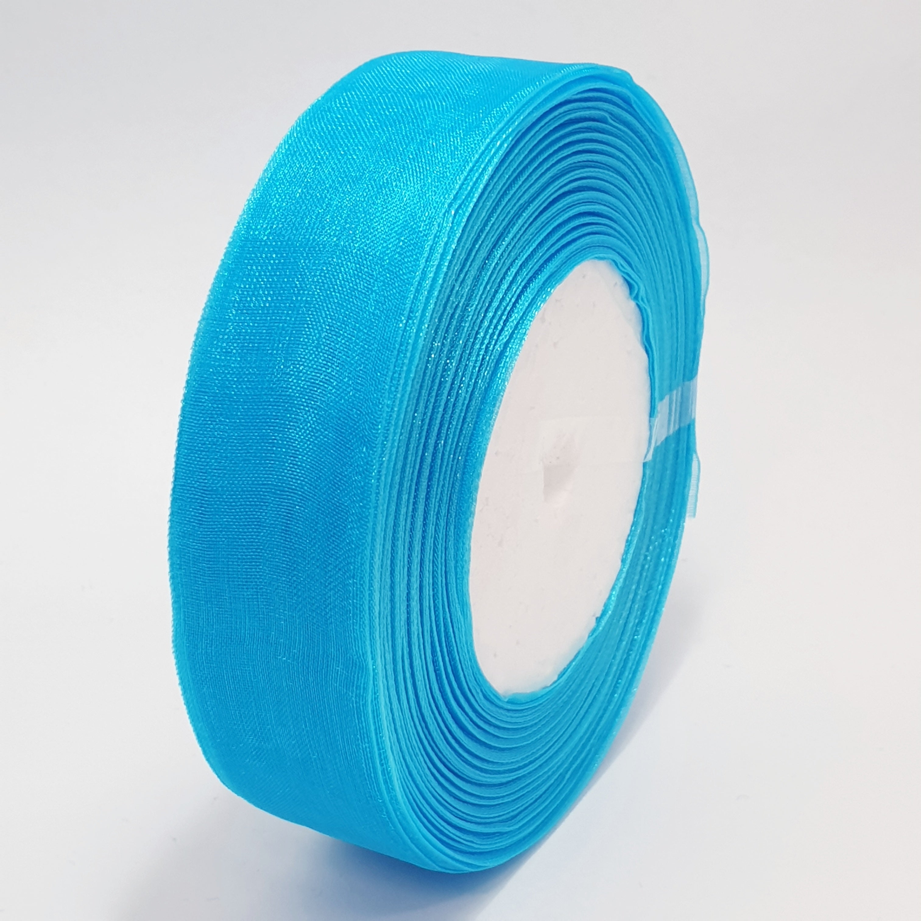 MajorCrafts 25mm 45metres Ocean Blue Sheer Organza Fabric Ribbon Roll BK15