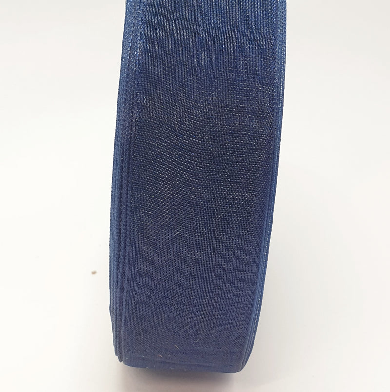 MajorCrafts 25mm 45metres Deep Blue Sheer Organza Fabric Ribbon Roll BK19